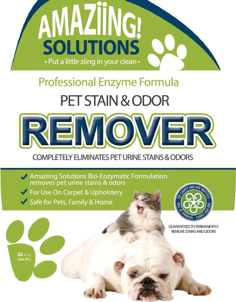 Pet Stain Remover and Pet Odor Eliminator Carpet Cleaner for Dog and Cat Urine Strongest Enzyme Formula - GUARANTEED to Permanently Remove Stains and Odors from Carpet Upholstery and Other Surfaces