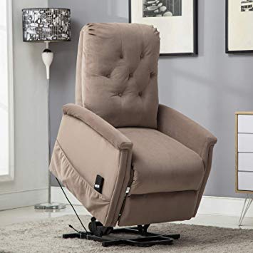 ANJ Power Lift Recliner Chair for Elderly, Heavy Duty Living Room Chair Single Sofa Seat with Remote Control Pocket, Light Coffee