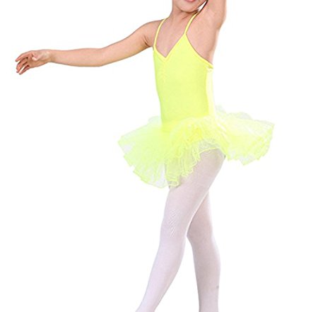 Viskey Girls Ballet Skirts TUTU Chiffon Leotard Fairy Dress,yellow
