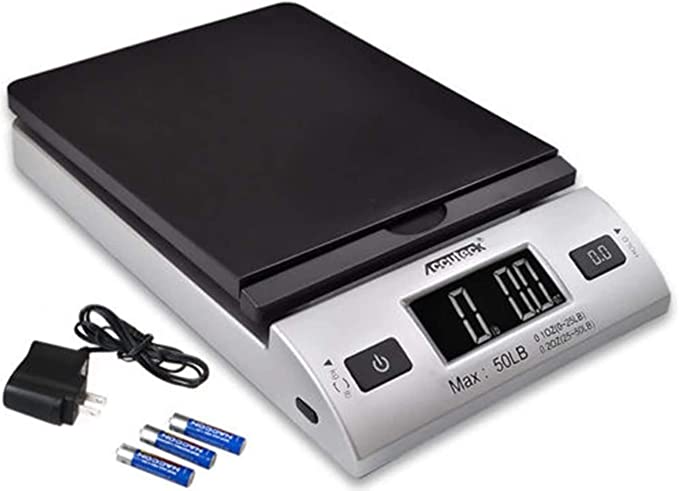 ACCUTECK All-in-1 Series W-8250-50bs A-Pt 50 Digital Shipping Postal Scale with Ac Adapter, Silver