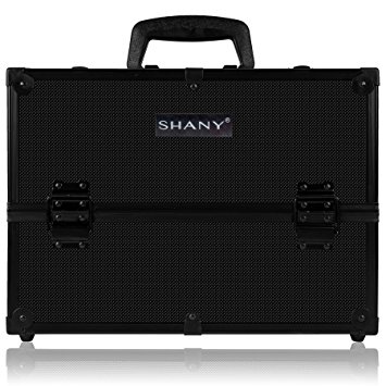 SHANY Essential Pro Makeup Train Case with Shoulder Strap and Locks, Black