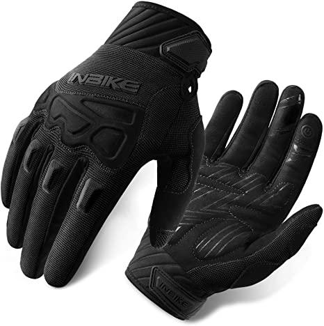 INBIKE Mountain Bike Gloves for Men Knuckle Guard Padded Men's Cycling Gloves Breathable for MTB Motocross Racing Dirtbike