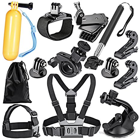 Robustrion 12-In-1 Outdoor Sports Essentials Kit for GoPro Hero 4 Silver Black Hero