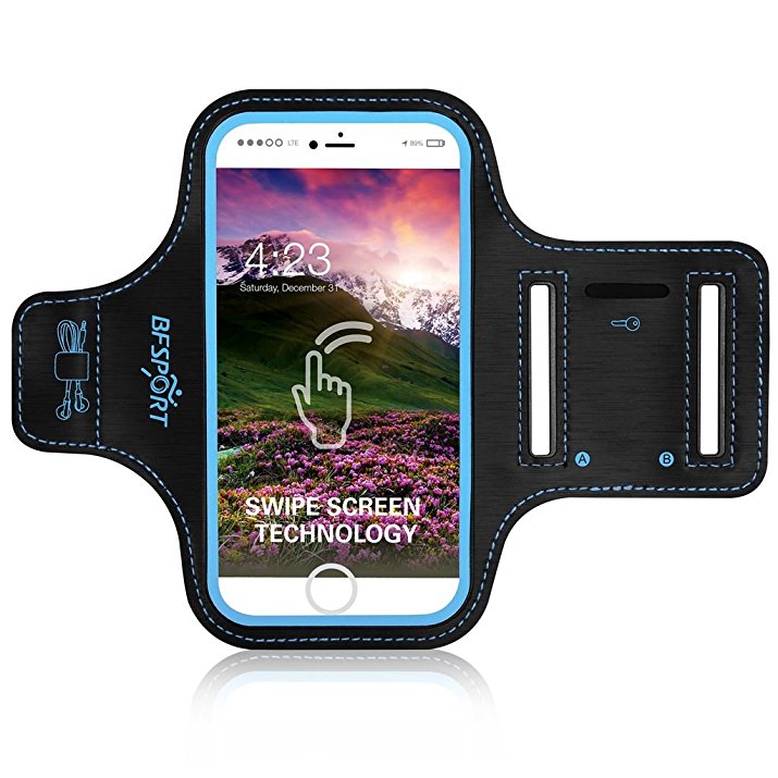 Sports Cell Phone Armband - Water Resistant Small Running Armband for iphone 8,7,6,6s,SE,5,5C,5S - Workout Band for 4.7inch Smartphone (Blue)
