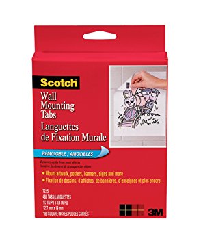 Scotch Wall Mounting Tabs 7225, 1/2-inch x 3/4 Inches, 480 Tabs per Box