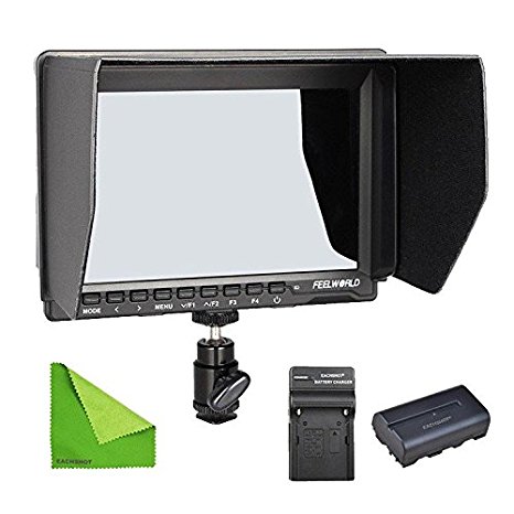 Feelworld FW759 FW-759 1080P Camera Field Monitor 7" Ultra HD 1280x800 IPS Screen FPV Monitor for BMPCC FPV or Aero Photography 16:9 / 4:3 Adjustable Display Ratio Slim Design EACHSHOT Battery Charger