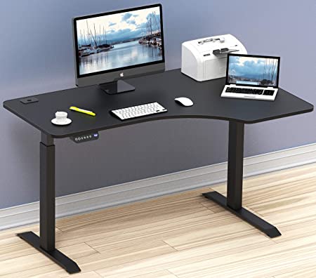 SHW 55-Inch Large Electric Height Adjustable Computer L-Shaped Desk, Black