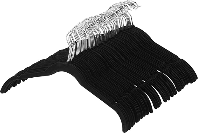 AmazonBasics Velvet Clothing Hangers - 50-Pack, Black