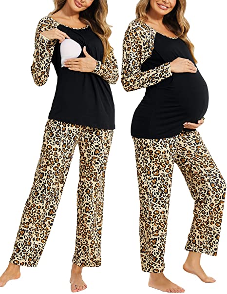 Ekouaer Maternity Pajama Sets Labor Delivery Nursing PJS Pregnancy Breastfeeding PJ Set Sleepwear