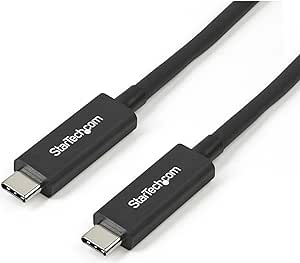 StarTech.com TBLT3MM1MA Thunderbolt 3 Cable – 3 ft / 1m – 4K 60Hz – 40Gbps – USB C to USB C Cable – Thunderbolt 3 USB Type C Charger, Black