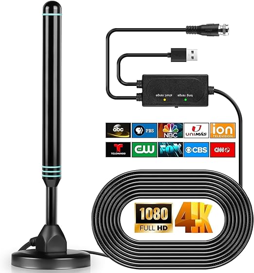 TV Antenna， TV Antenna Indoor, HD Antenna for Smart TV and All TV,TV Antenna for Local Channels,Support 4K 1080p with Signal Booster Antenna TV Digital HD Indoor & Outdoor- 16FT Coax HDTV Cable