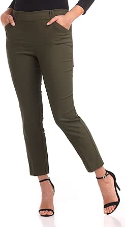 Rekucci Women's EcoCosy Comfort Straight Leg Chino Pant with Pockets