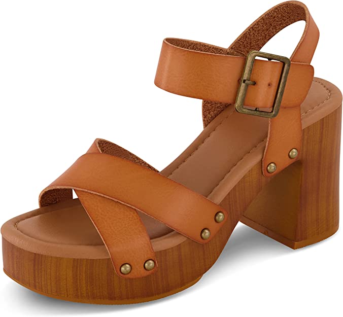 Dunes Women's Patsy Faux Wood Sandal  Comfort Foam & LiteSole Technology, Wide Widths Available