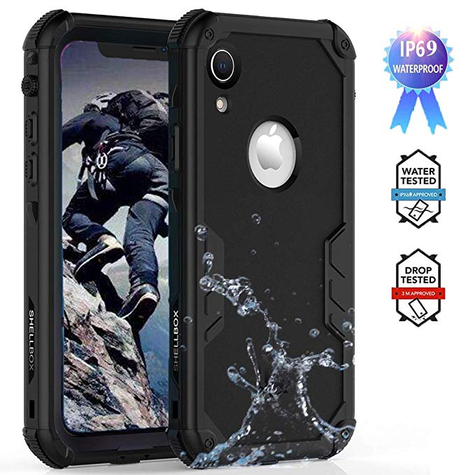 YOGRE Waterproof Case for iPhone XR, IP69 Certified Military Grade Heavy Duty Shockproof Snowproof Dirtproof Full Body Protective Phone Case with Built-in Screen Protector for iPhone Xr 6.1 Inch