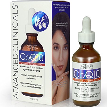 Advanced Clinicals COQ10 Wrinkle Defense Face Serum with Jojoba Oil. 1.8oz