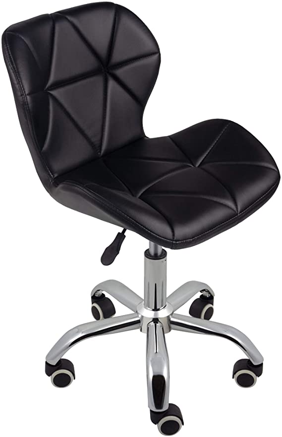 Charles Jacobs Dining/Office Swivel Chair with Chrome Legs with Wheels and Lift - Black PU