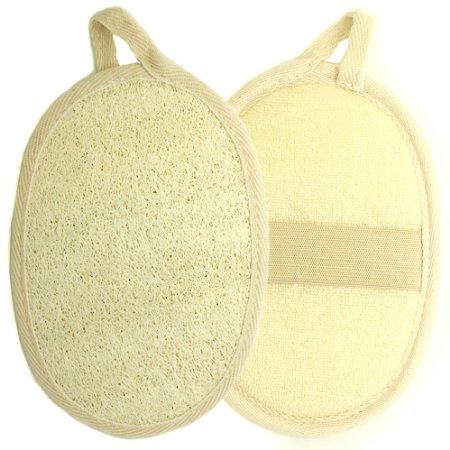 Kiloline Exfoliating Loofah Pads-2 Pack 100 Natural Luffa and Terry Cloth Materials Loofa Sponge Scrubber Brush Close Skin For Men and Women When Bath Spa and Shower