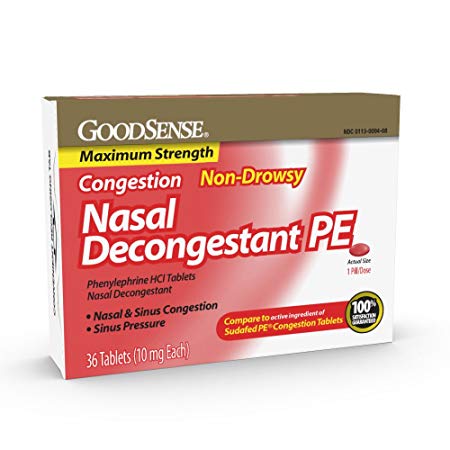 GoodSense Nasal Decongestant Phenylephrine HCl 10 mg tablets, 36-count