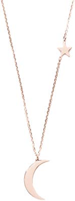 Happiness Boutique Women Star and Moon Pendant Delicate Chain Necklace | Rose Gold Necklace with Half Moon Charm Nickel Free
