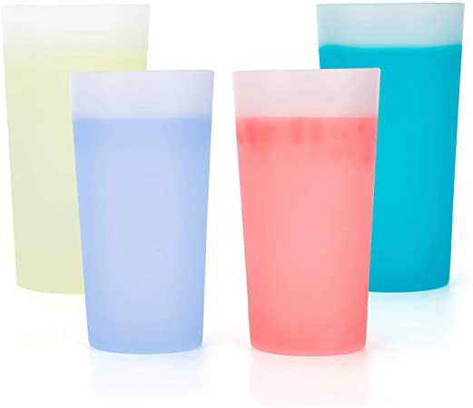 Color Changing Tumbler, 26 ounce Unbreakable Cold Drink Tumbler, Set of 8( Multicolor , Bright Color)- Dishwasher safe, BPA Free