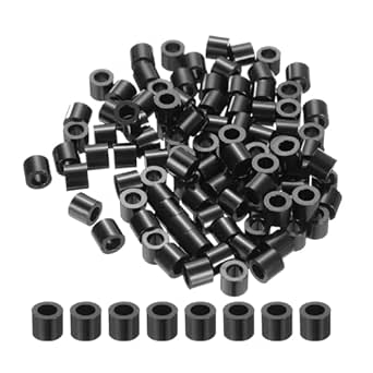 uxcell 100pcs Nylon Round Spacers 4mm ID, 7mm OD, 6mm Height Screws Spacers Without Threaded, Plastic Spacer for M4 Screws, Black