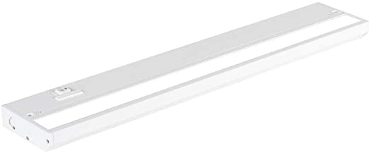 LED Under Cabinet Lighting by NSL - Dimmable Hardwired or Plugged-in installation - 3 Color Temperature Slide Switch - Warm White (2700K), Soft White (3000K), Cool White (4000K) - 18 Inch White Finish