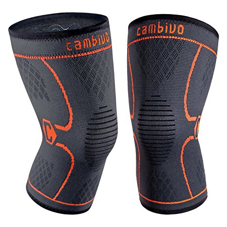 Cambivo 2 Pack Knee Brace, Knee Compression Sleeve Support for Running, Arthritis, ACL, Meniscus Tear, Sports, Joint Pain Relief and Injury Recovery