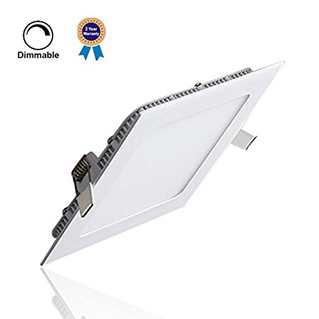 LED Flush Mount Light, SunGlobal 18W Dimmable Square Recessed Panel Lighting, 120W Incandescent Equivalent, 1440lm, Neutral White 4000K, Cut Hole 8.1 Inch, Ceiling Light with 110V LED Driver