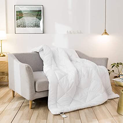 Cozynight White Quilted Comforter-Down Alternative Comforter Duvet Insert with Corner Tabs-Breathable-Diamond Stitched Reversible Comforter (White, Cal-King 102"x96")