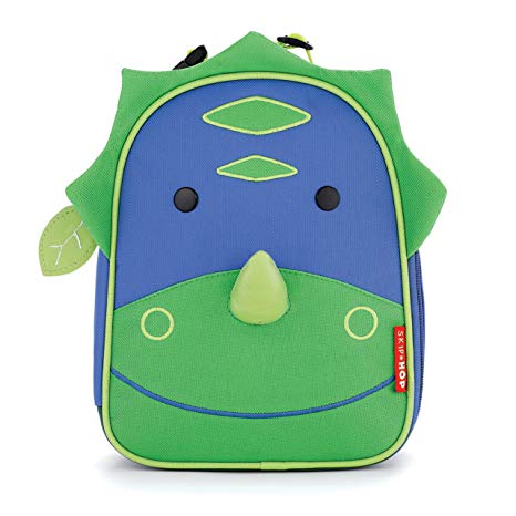 Skip Hop Zoo Kids Insulated Lunch Box, Dakota Dinosaur, 9"x3.25"x7.5", Green