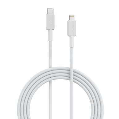 Portronics Konnect Link CL Type C to 8PIN Cable with 3A Output, 480Mbps Data Sync, 1M Length Compatible with iPhone, iPad, Macbook, iMac & Airpods(White)