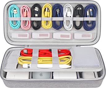Hard Electronics Organizer, Universal Travel Cable Organizers, Large Electronic Accessories Storage Case Bag for Laptop Adapter, Cord, Charger, Plug, Hard Drive, Earphone, USB Hub, Grey