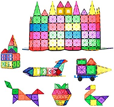 Magnetic Building Tiles, 48pcs Colorful 3D Transparent Magnet Building Blocks Set, Educational Toy Gift for Kids Boys Girls (48PCS)