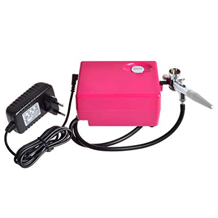 StarsTech Airbrush Makeup Machine Airbrush Compressor with 0.4mm Airbrush Spray Gun, Pink