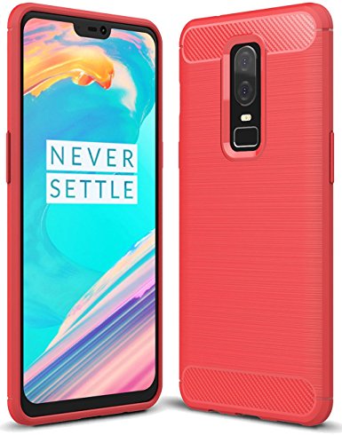 OnePlus 6 case, Sucnakp TPU Shock Absorption Technology Raised Bezels Protective Case Cover for OnePlus 6 smartphone (Red)