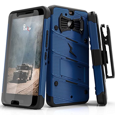 HTC Bolt Case, Zizo [Bolt Series] w/ FREE [HTC Bolt Screen Protector] Kickstand [12 ft. Military Grade Drop Tested] Holster Clip - Case for HTC Bolt