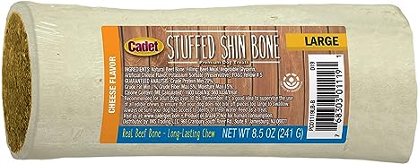Cadet Stuffed Shin Bone for Dogs - Long-Lasting Cheese Flavored Dog Chew Bone for Aggressive Chewers - Supports Dog Dental Health, Large (1 Count)