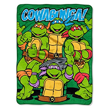 Nickelodeon Teenage Mutant Ninja Turtles, Cowabunga Dudes Printed Fleece Throw by The Northwest Company, 46 by 60"