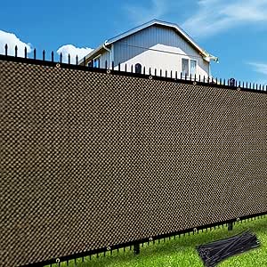 Artpuch Fence Privacy Screen 6'x25' Mocha Heavy Duty 170GSM Privacy Fence Cover with Grommets and Zips for Outdoor Chain Link Fence Backyard, Patio, Pool