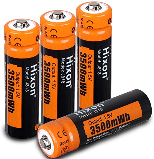 Rechargeable AA Batteries,Hixon 3500mWh high Capacity, 1.5V Constant Output,AA Rechargable Battery,4 Counts,CE/ROHS/PSE Certified