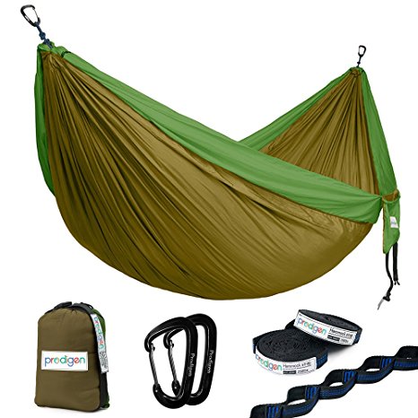 Prodigen Double Parachute Camping Hammock-Outdoor Portable Compact Backpacking Hammock for Hiking,Travel,Beach,Backyard-Best Two Person Lightweight Nylon Hammocks with Straps.500LB-78X118 INCH