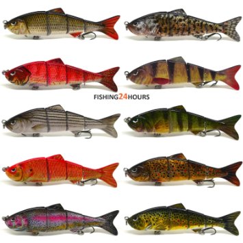 4" Multi Jointed Fishing Hard Bait Lure Life-like Minnow Bass Pike NEW