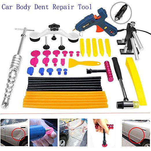 FLY5D® 40Pcs Auto Body Paintless Dent Removal Tools PDR Tools Car Dent Remover Dent Lifter Kit Slide Hammer Glue Puller