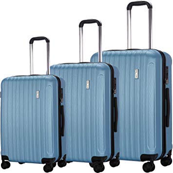 Luggage Set 3 Piece Suitcase ABS Trolley Spinner Hardshell Lightweight Suitcases TSA (blue)