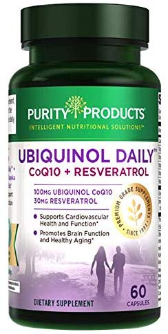 Ubiquinol Daily CoQ10 QH with Resveratrol 100mg - Mitochondrial Support - GMO-Free, Gluten-Free, Allergen-Free - Healthy Heart Function, Brain Function, Energy, and Antioxidant Defense - 60 Capsules