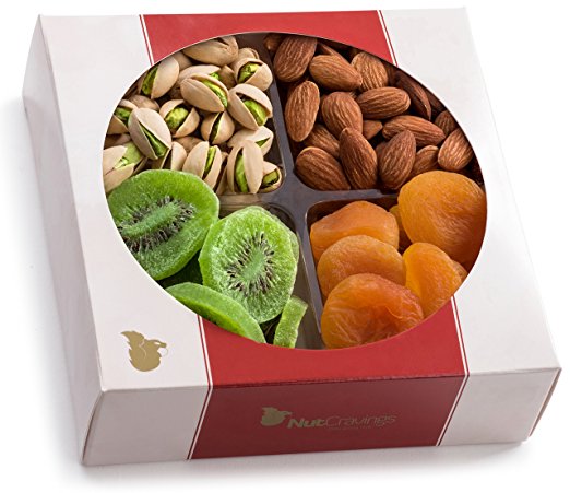 Nut Cravings Medium Dried Fruit and Nut Gift Basket – Holiday Christmas Gift Tray w/ 4 Different Dried Fruits & Nuts - Perfect Gift for Any Occasion