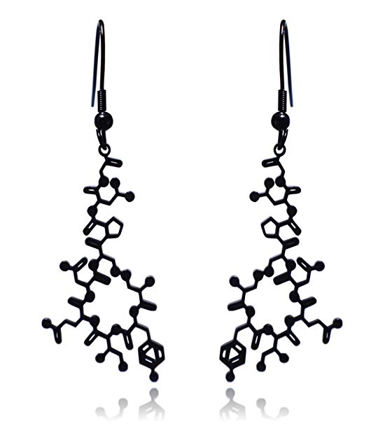 Oxytocin Molecule Stainless Steel Dangle Earrings