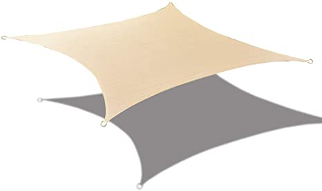 Alion Home Sun Shade Sail Custom Size with Stainless Steel Hardware Kit - Rectangle, Banha Beige (5'x 10')