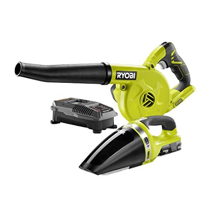 Ryobi 18-Volt ONE  Lithium-Ion Cordless Sweeper and Vacuum (2-Tool) Combo Kit with (1) 1.3Ah Battery and Charger