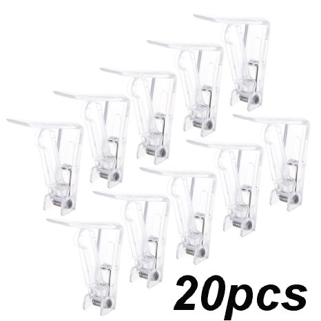 BCP Set of 20 Endurance Plastic Transparent Tablecover Table Cloth Clip Clamp for Home Party & Picnic